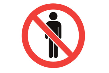No Entry Prohibition Sign for Pedestrians, Stop Symbol, Human Figure Silhouette, Red Circle Warning, Vector Illustration, Isolated Transparent Background, Safety Notice, Urban Traffic Control