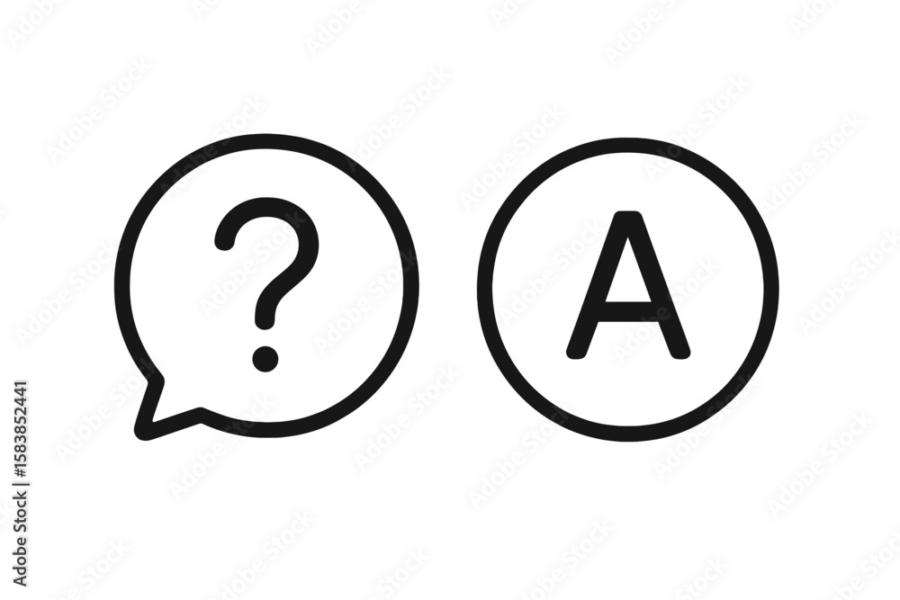 Poster question and answer icon set. q&a, faq, support, help desk, and quiz concept. communication, problem