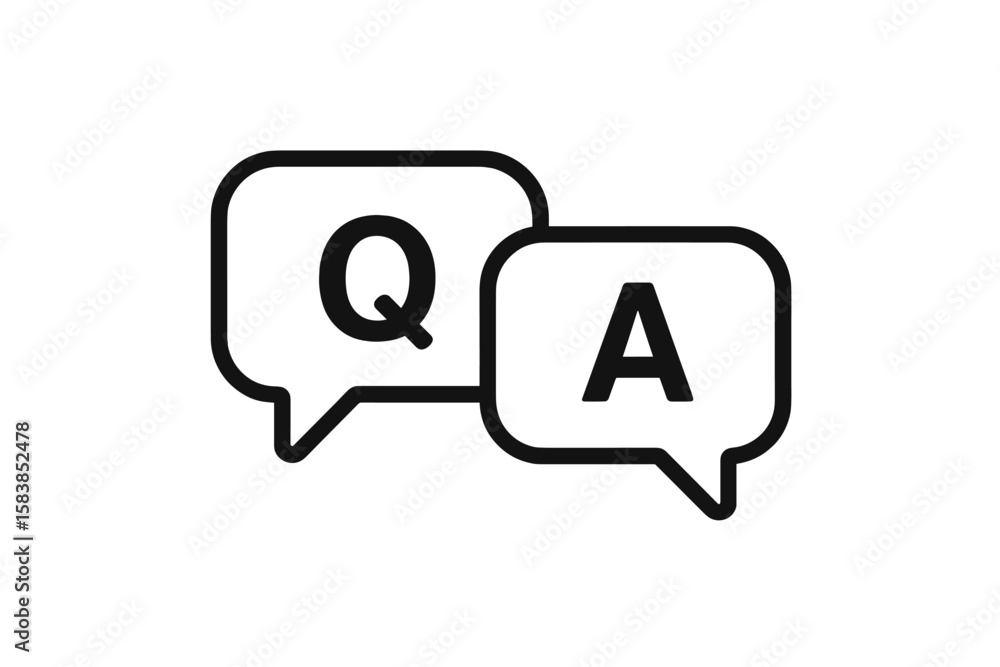 Poster question and answer chat icon set with transparent background, vector illustration collection of com
