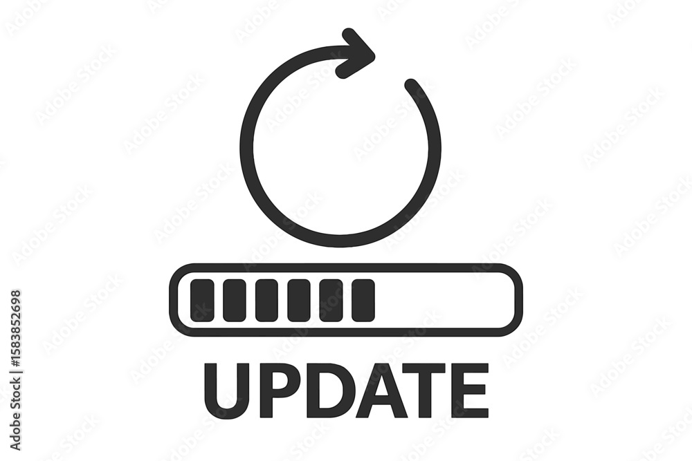 Poster update progress bar icon, software upgrade symbol, system loading process, application update concep