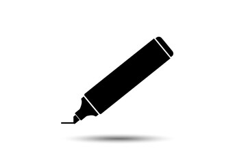 A simple black marker with a shadow on a white background in a minimalist style image