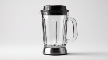 Empty clear glass blender jug