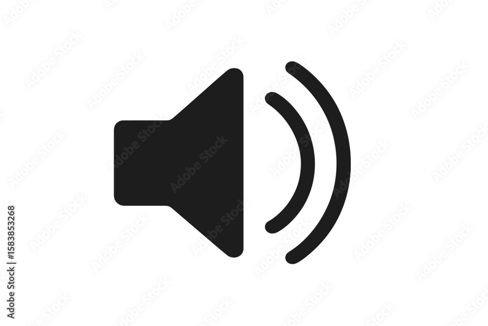 Poster sound on icon vector. audio speaker volume symbol for media player interface. music loud button for 