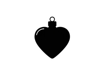 Obraz premium Isolated black heart shaped ornament with a small loop on a white background design