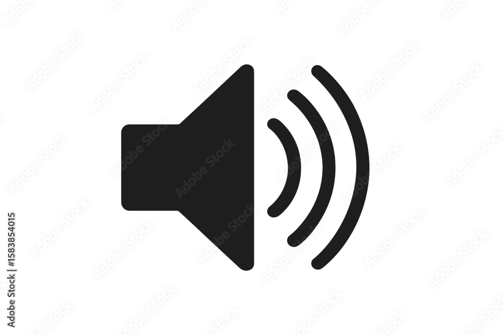 Poster speaker icon with sound waves. audio volume symbol. vector flat illustration on transparent backgrou
