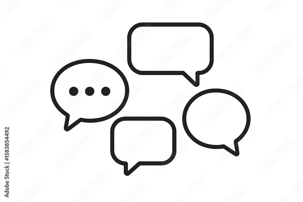Aufkleber chat bubbles vector icon set for communication and messaging. speech clouds for dialog, comments, an