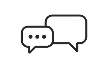 Chat bubble icon vector. Dialogue speech balloon sign. Communication symbol. Message talk silhouette. Social media comment. Forum conversation logo. Contact us button.