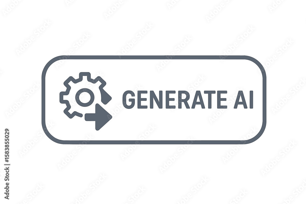Poster ai generation button icon for web and app ui/ux – modern gear and arrow symbol, command prompt conce