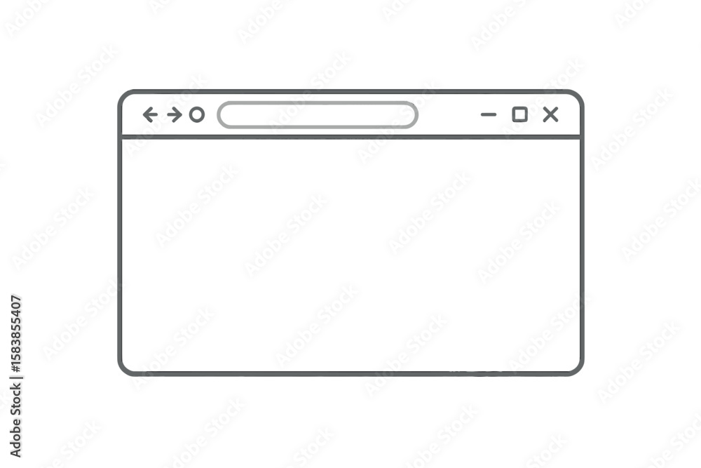 Poster minimalist flat design web browser window mockup, simple internet browser interface, blank browser t