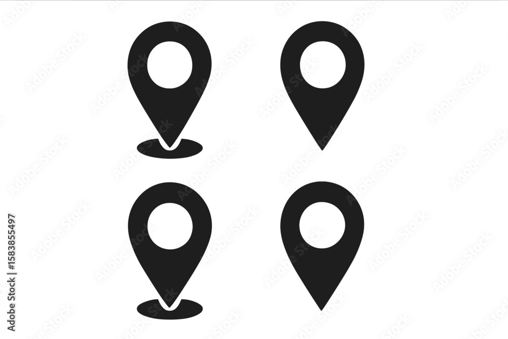 Aufkleber location pin icons set. map marker pointers collection. navigation gps symbol. flat vector map locat