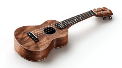 Fototapeta premium Wooden ukulele against white background