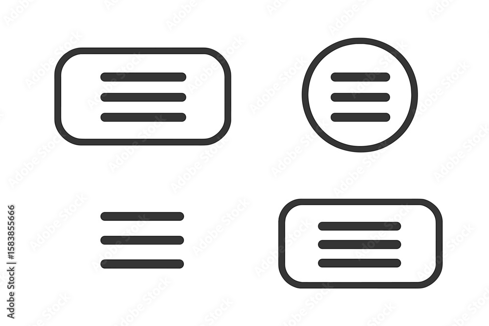 Aufkleber modern black hamburger menu icons set for website and mobile app ui navigation. minimalist burger me