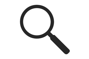Magnifying Glass Search Icon Vector Illustration. Black Magnifier Loupe Symbol for Business Analysis, Research, Exploration, Investigation. Transparent Background. Simple Flat Design Tool Concept.