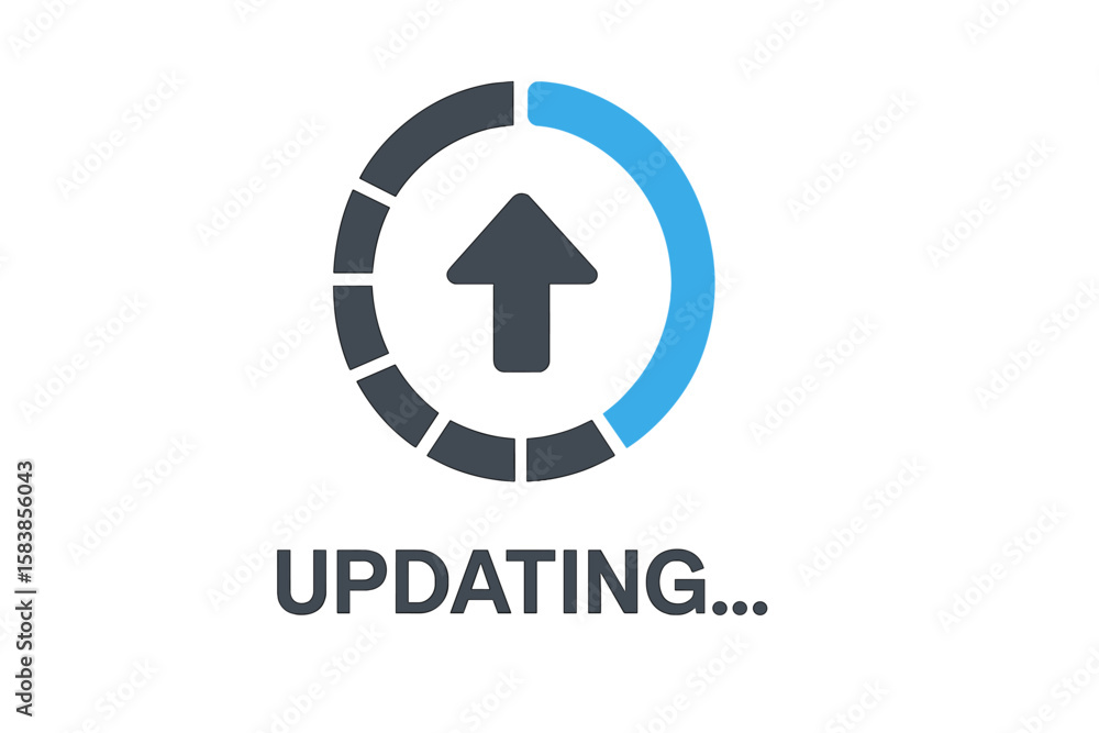Aufkleber modern software update progress icon. circular loading bar with upward arrow. application upgrade sy