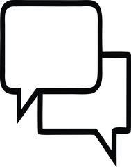 Naklejka premium Two overlapping speech bubbles in a simple outline silhouette style