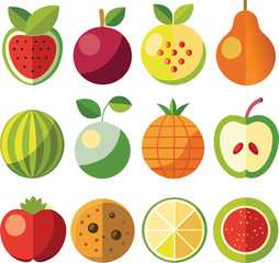 Assorted fruit and produce collection watermelon apple