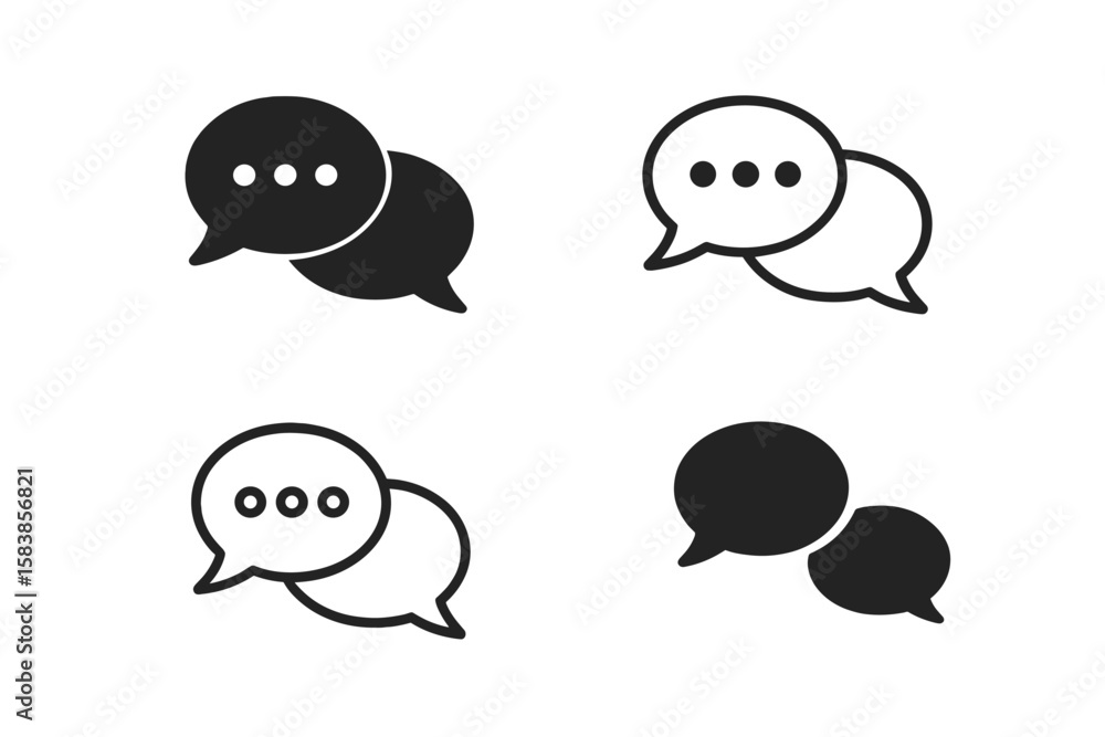 Poster chat message bubble icons set. four communication speech bubbles. vector talk bubble symbols for mes