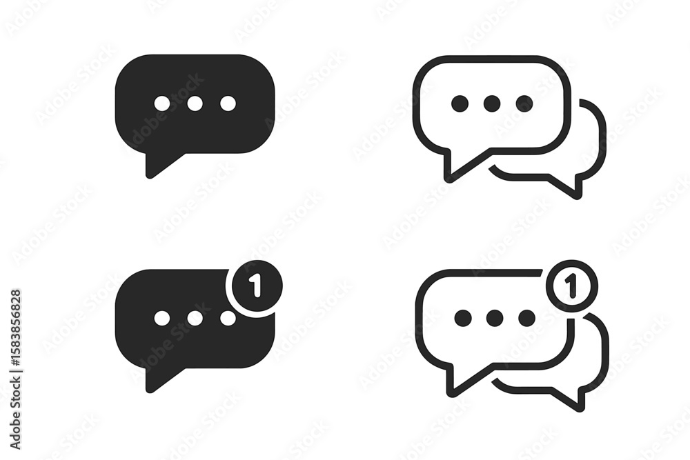 Poster modern chat message bubble icons set. vector communication symbols for online messaging, notificatio