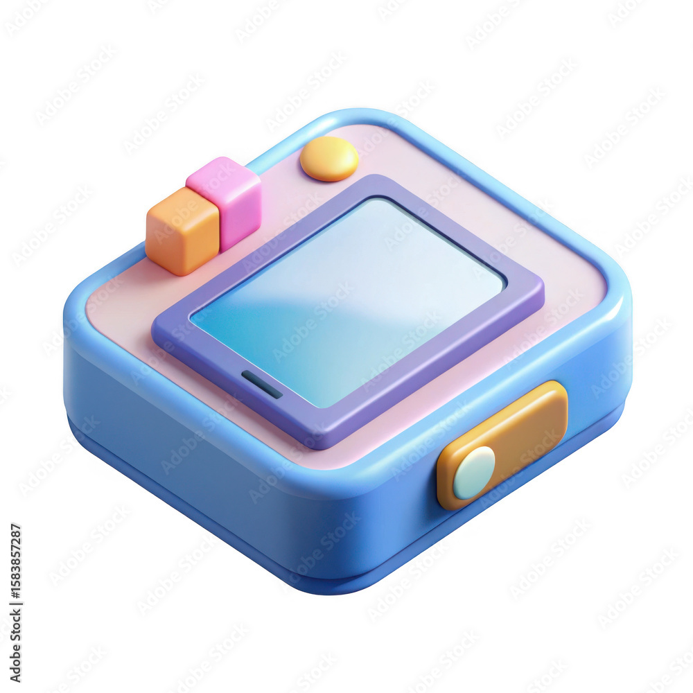 Poster 3d render of toy device isolated on transparent background