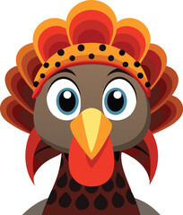 Cartoon turkey wearing a feathered headdress bird fowl