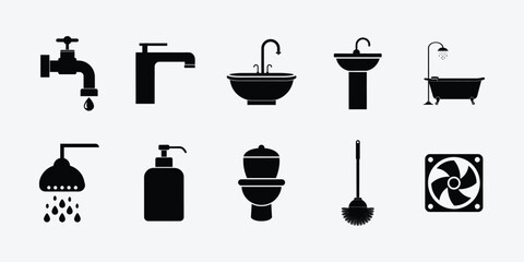 Vector Sanitary Ware Icons Collection Design