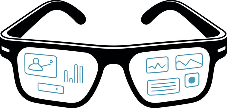Smart Glasses Interfaces silhouette on white background