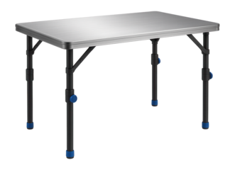 Folding aluminum table with adjustable legs for outdoor picnics