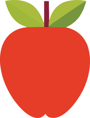 Red apple with green leaves and stem vector