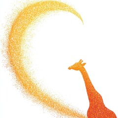 Giraffe silhouette with orange-yellow textured background