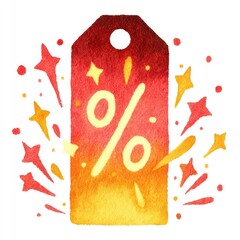 Watercolor sale tag with fireworks (1)