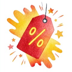 Watercolor discount tag graphic