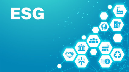 ESG concept for business and organization, Environment, Social, Governance and sustainability development concept. Infographic, Web Banner. Vector illustration