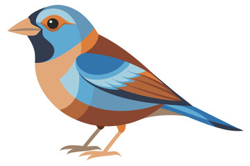 Stylized Bird Illustration with Varied Blue and Brown Tones on a White Background