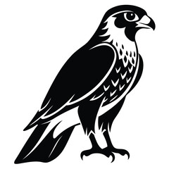 Stylized Black and White Illustration of a Peregrine Falcon Standing Tall Symbol of Strength and Precision
