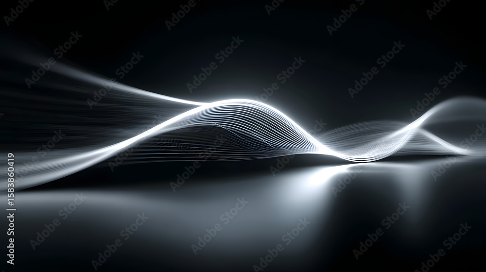 Poster gray white black grain textured minimal dark webpage header banner design glowing light abstract wav