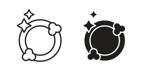 Fototapeta premium Washing dishes icon vector illustration on a transparent background.