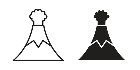 Volcano icon vector illustration on a transparent background.