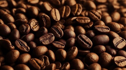 Naklejka premium A rich textured background of roasted coffee beans, ideal for mobile phone wallpaper, showcasing depth, warmth, and natural tones for coffee lovers and digital designs.