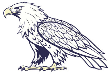Majestic Bald Eagle Illustration with Detailed Feather Work and Strong Stance Depiction