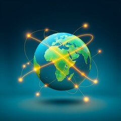 earth globe on blue background