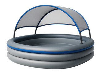 Oval inflatable pool with integrated sunshade for family gatherings