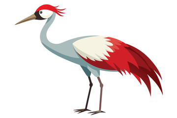 Obraz premium Cartoon Illustration of a Red Crowned Crane Standing Tall