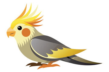 Stylized Cockatiel Illustration Captivating Bird Art with Vibrant Colors and Playful Design Elements Detailed Feathering