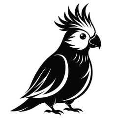 Stylized Cockatoo Illustration Black and White Bird Image Design