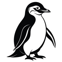 Monochrome Depiction of a Penguin Standing Tall in Striking Simplicity