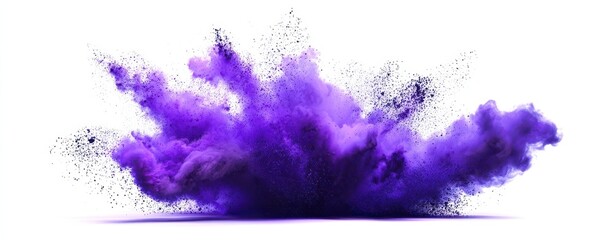 The vibrant explosion of purple powder creating an artistic background effect.