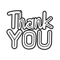 Fototapeta premium Thank You Outline Text Illustration on White Background