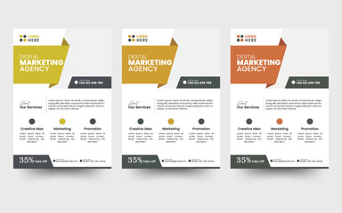 a bundle of 4 templates of different colors a4 flyer template, corporate business flyer template design set with blue, abstract business flyer and creative design. 