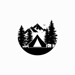 Fototapeta premium summer camp isolated black graphic template wilderness summer design