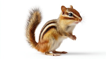Obraz premium A chipmunk standing upright against a plain white background